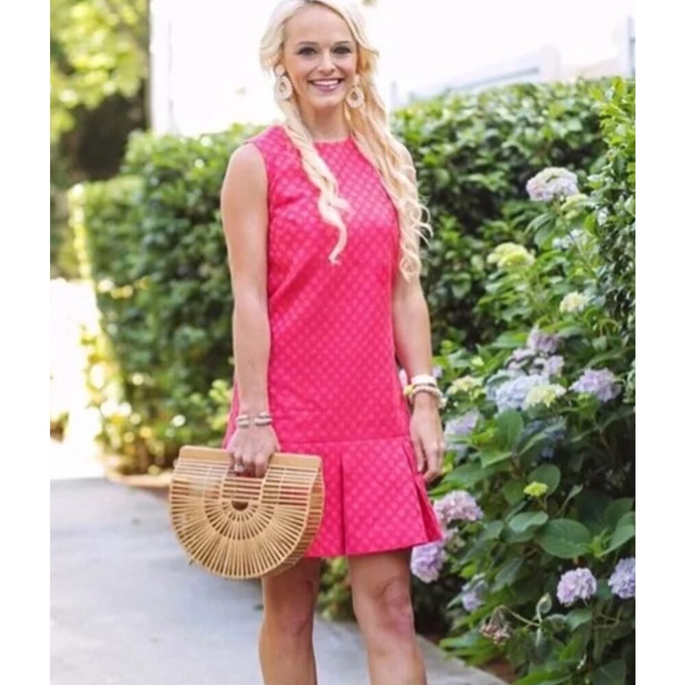 Sail to Sable hot pink Dot Box sleeveless Pleated flare mini dress  2